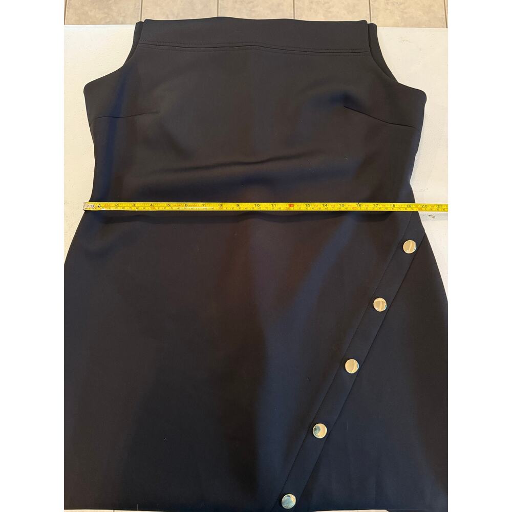 Tommy Hilfiger Women's Black Sleeveless Gold Button Asymmetrical Dress Sz 18 - Picture 7 of 8